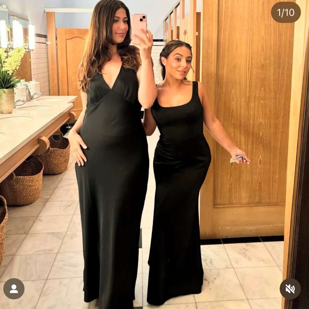 You're a Gift Black Satin Bow Back Mermaid Maxi Dress!